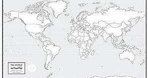 Large Blank World Outline Map Poster, Laminated, 36” x 24” | Great Blank Wall Map for Classroom or Home Study | Free Dry Erase Marker Included | Includes Detailed Laminated Answer Sheet | Learn Fast!
