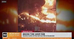 Tire shop fire rages overnight in the Bronx