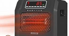 Freestanding Portable Electric Space Heater for Bedroom or Indoor Use with LED Display, Remote Control, and Fan Only Mode, Black