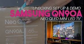 Samsung QN90A NEO QLED Unboxing Set Up & Demo | This Mini LED TV is Bright'!