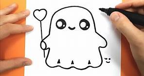 How to Draw and color a cute ghost - Easy Drawing Tutorial - HALLOWEEN