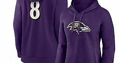 Fanatics Women's Lamar Jackson Purple Baltimore Ravens Player Icon Name and Number Pullover Hoodie - Macy's