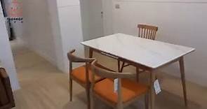 伸縮耐髒汙 大理石紋岩板x 實木餐桌130-160cm