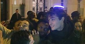 Francisco Lachowski surrounded by fans at 'Balmain' fashion show