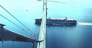 Watch the gigantic containership Triple-E sailing under the Great Belt Bridge | Maersk