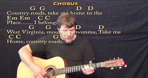 Country Roads (John Denver) Strum Guitar Cover Lesson with Lyrics/Chords