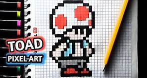 Como Dibujar A TOAD | PASO A PASO FACIL (pixel art) | how to draw tobi super mario bros kawaii