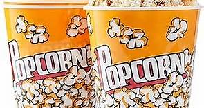 Plastic Popcorn Containers Retro Style Reusable Popcorn Buckets for Movie Night 7.1”x7.1”x5.1” - 4 Pack