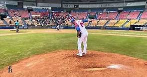 Pitcher cubano Yariel Rodríguez (26) en showcase en República Dominicana