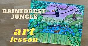 How to draw a Jungle Rainforest | Step by step art lesson | Henri Rousseau
