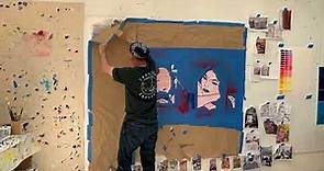 Damian Elwes painting Roy Lichtenstein's NYC studio