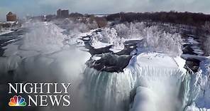 Drone Footage Of Frozen Niagara Falls | NBC Nightly News