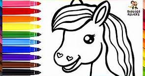 Cómo Dibujar Un Cavallo 🐴 Dibuja y Colorea Una Cabeza de Cavallo Arcoiris 🌈 Dibujos Para Niños