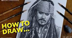 How To Draw Captain Jack Sparrow For Beginners (Johnny Depp in the Pirates of the Caribbean Movies)