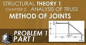 Structural Theory 1 Analysis of Truss Prob 1 - Method of Joints Part I (PH)