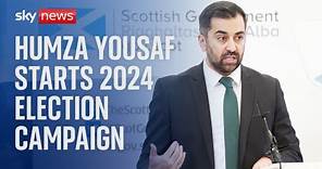 Scotland's First Minister Humza Yousaf makes speech to launch his 2024 election campaign