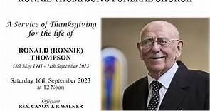 A Service of Thanksgiving for the life of Mr Ronnie Thompson