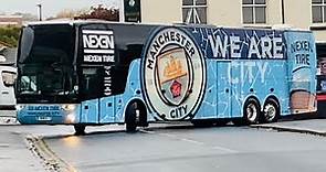 Manchester City Team Bus Arriving Sheffield UTD Stadium Bramall Lane