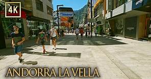 Walking in Andorra la Vella - Mountainous Principality. 4k City Walk