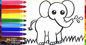 How To Draw An Elephant 🐘 Drawing And Coloring A Cute Elephant 🌈 Drawings For Kids