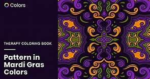 How to Color Pattern "Mardi Gras" | Colors - Therapy Coloring Book