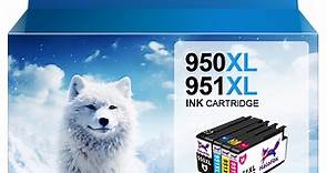 950XL and 951 Combo Pack Ink Cartridge for HP Printers OfficeJet Pro 8600 8610 8620 8100 8630 8660 8640 8615 8625 276DW 251DW(1 Black, 1 Cyan, 1 Magenta, 1 Yellow, 4 Packs)