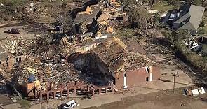 Dallas tornado aftermath captured on helicopter video