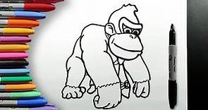 Cómo Dibujar y Colorear a Donkey Kong de Super Mario Bros Paso a Paso Fácil para Niños