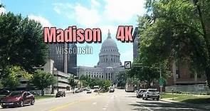 Madison Wisconsin 4K , Driving Downtown , University of Wisconsin-Madison ,Wisconsin State Capitol