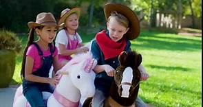 PonyCycle Official Ride-On Horse No Battery No Electricity Mechanical Pony Brown with White Hoof Giddy up Pony Plush Walking Animal Size 4 for Age 4-8 Years - Ux424