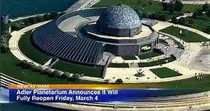 Adler Planetarium to fully reopen next month, with free admission for IL residents on select nights