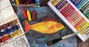 Paul Klee Fish - Oil Pastel & Watercolour Resist Tutorial