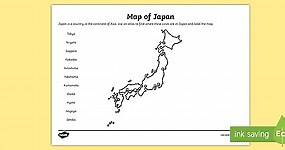 KS1 Map of Japan Worksheet