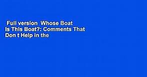 Full version  Whose Boat Is This Boat?: Comments That Don t Help in the Aftermath of a Hurricane