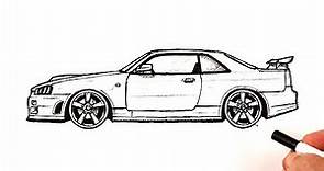 How to draw a Nissan Skyline GT-R R34