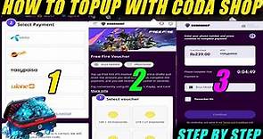 How to topup free fire diamonds with coda shop | New topup website free fire | Low rate topup