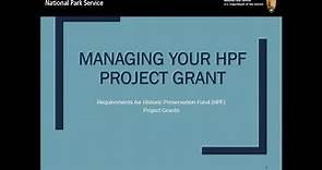 Manage Grants - Historic Preservation Fund (U.S. National Park Service)