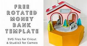 FREE SVG download - DIY paper rotated money bank - digital files for Cricut and Silhouette Cameo