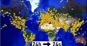 Trafic aérien mondial - 24h en 24s