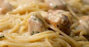 Pasta alfredo con pollo 🤤 Como hacer una DELICIOSA receta con spaghetti