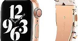Bestig Compatible with Resin Apple Watch Band 40mm 38mm 41mm Stainless Steel Buckle Waterproof for iWatch Series 6/5/4/3/2/1/SE/7/8 Replacement Strap for Women Men (Nougat White 38mm/40mm/41mm)