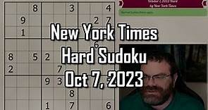 NYT Hard Sudoku Walkthrough | October 7, 2023