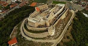 4k aerial footage of Deva Hunedoara Fortress Romania 2023