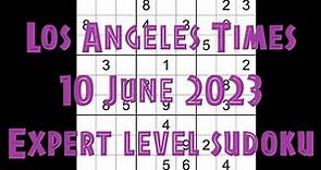 Sudoku solution – Los Angeles Times sudoku 10 June 2023 Expert level