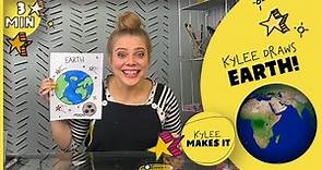 How to Draw Earth! | Kylee Draws the Planet Earth - Easy Drawing Planets Video for Kids - Earth Day!