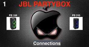 JBL 2x Partybox 310 & 2x Partybox 100, Connections, TWS, Mixer, Party setup