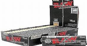 RAW Classic 1 1/4 Size Natural Unrefined Ultra Thin 79mm Rolling Papers, Black, 24 Count