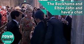 Victoria Beckham, James Blunt, Elton John and David Beckham have a chat at Royal Wedding