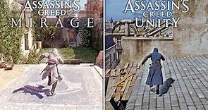 Assassin's Creed Mirage vs Unity - Parkour Gameplay Comparison (4K 60FPS)