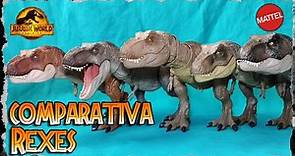 Comparativa Tyrannosaurus Rex (principales 2018-2022) de Jurassic World Mattel!!!!!!